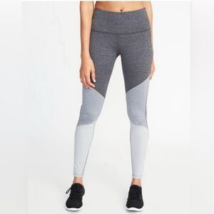 Old Navy Active Elevate Gray Color Block Compression Leggings Mid Rise